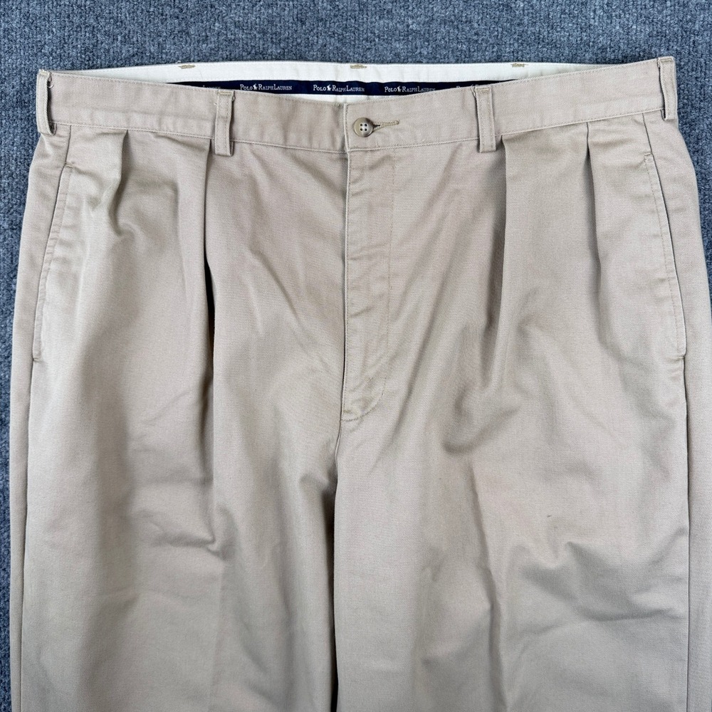 Vintage Polo Ralph Lauren Andrew Pants Mens 40x32 Brown Pleated Chino Preppy 90s